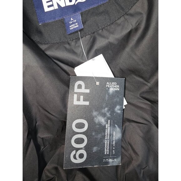 Lands End Womens Black Down Puffer Coat Faux Fur Hood 600 FP Long Coat Sz L 2889 - Picture 10 of 15